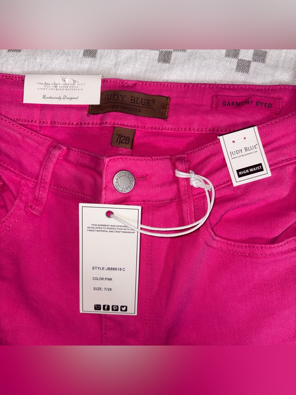 NWT Judy Blue Hot Pink High Rise Women's Jeans